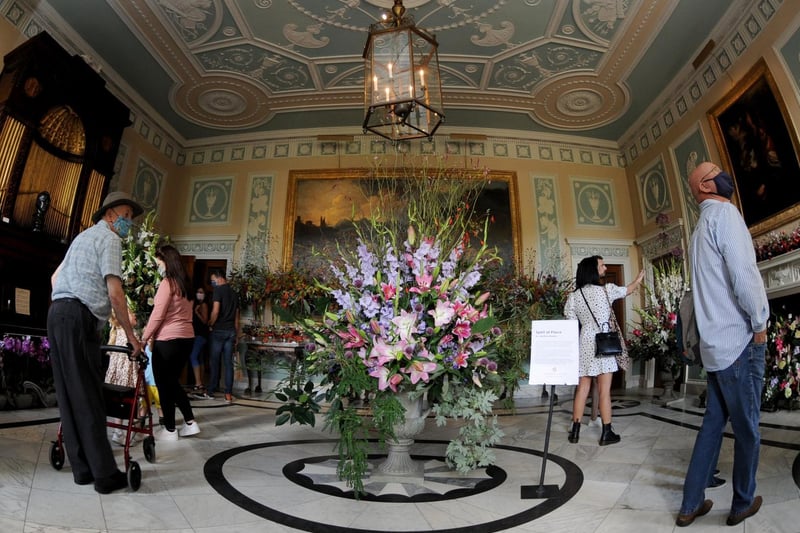 Floral displays inside Newby Hall