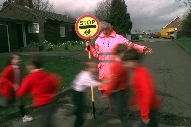 This is Madge Calvert who was a lollipop lady at Hungate School in Sherburn-in-Elmet.
