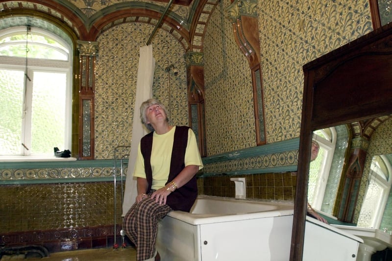 Visitor Pauline Asquith views the impressive tiled bathroom within Gledhow Hall which opened its doors to the public as part of Heritage Open Days.