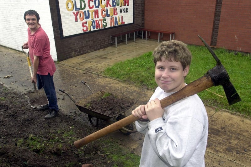Joseph Priestley College students Alan Grogan and Gayle Keating help to build a crazy golf course at Old Cockburn Sport Hall and Youth Club in Beeston.