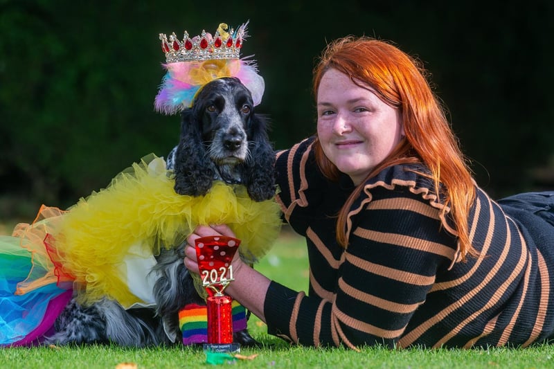 Gemma Watson, from Kilmarnock in Scotland, with her dog Mia