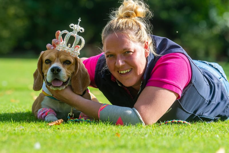 Sarah Foster, from Halifax, with Barney the Beagle