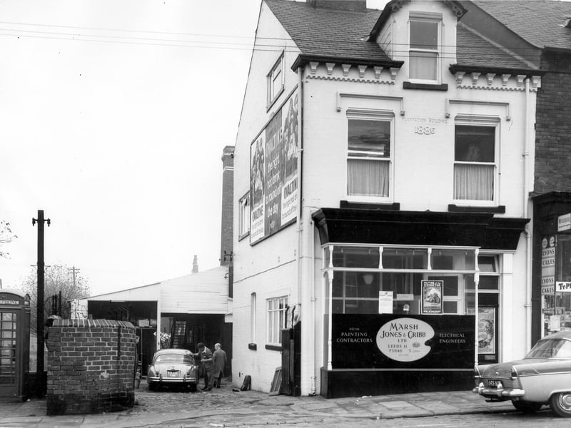Beeston Road in October 1963 featuring Plantation Building (1886) the home of Marsh Jones & Cribb Ltd, painting contractors and electrical engineers.