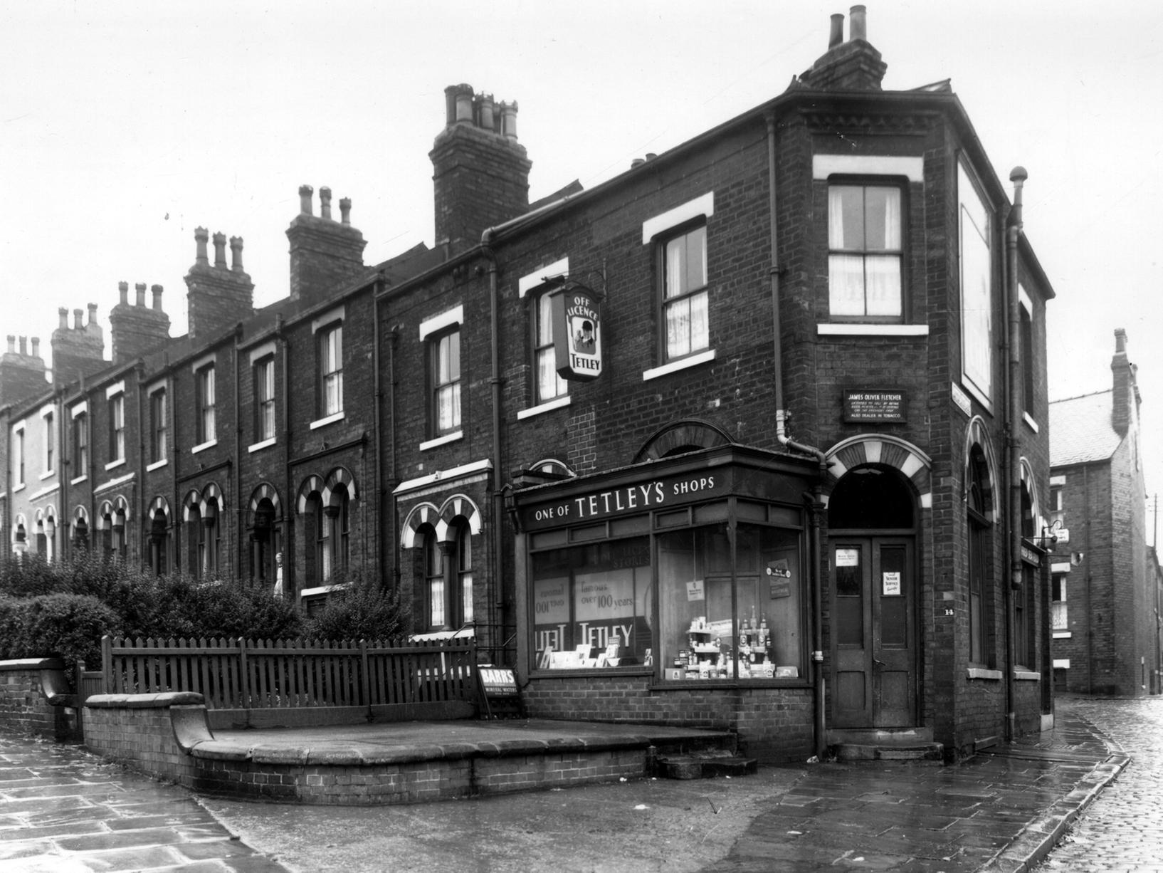 Off-licence shop at the corner of Cemetery Road and Little Town Lane pictured in September 1960.