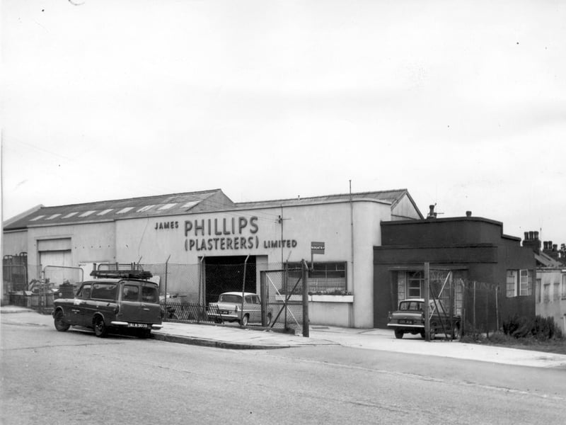James Phillips (Plasterers) Ltd on Cemetery Road in July 1964.