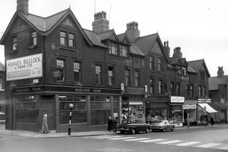 A parade of shops and businesses in Beeston Road in July 1964. They include Forster & Colliers, television engineers, G Broadbent, greengrocer and Middleton & Hargreaves, butchers who also had a stall in Kirkgate Market's Butcher's Row.
