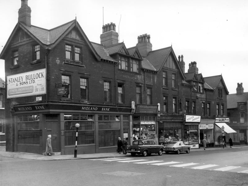 A parade of shops and businesses in Beeston Road in July 1964. They include Forster & Colliers, television engineers, G Broadbent, greengrocer and Middleton & Hargreaves, butchers who also had a stall in Kirkgate Market's Butcher's Row.