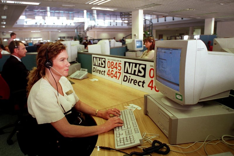 April 1999 and pictured is Lesley Kelsall working at the new NHS Direct call centre in Wakefield.