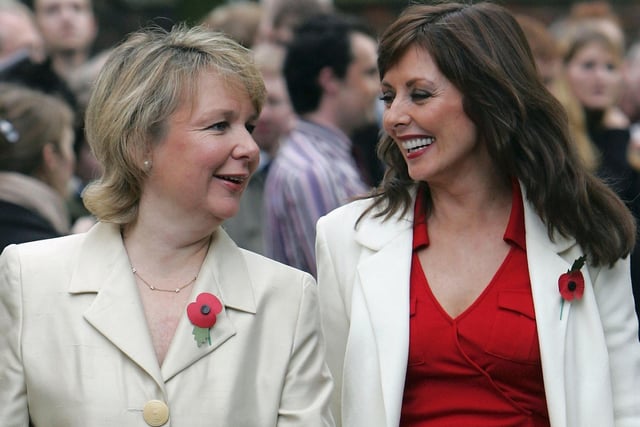 A public memorial service for Countdown presenter Richard Whiteley was held at York Minster in June 2005. Richard's widow Kathryn Apanowicz and his former TV colleague Carol Vorderman (left) arrive for the service.