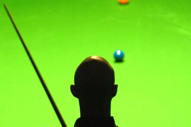Leeds's own Paul Hunter lines up his next shot during the UK Snooker Championships at the Barbican Centre in York.