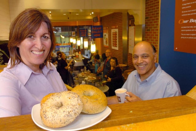 Do these two faces look familiar? They are Karen and Uri Mizrahi, owners of Bagel Nash pictured in the Thornton's Arcade branch in May 2005.