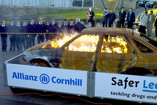 West Yorkshire Fire and Rescue Service launched a flaming car demonstration at Temple Moor High School. The aim of the 105 Alpha Car Fire simulator was to show pupils the dangers when a car is on fire.