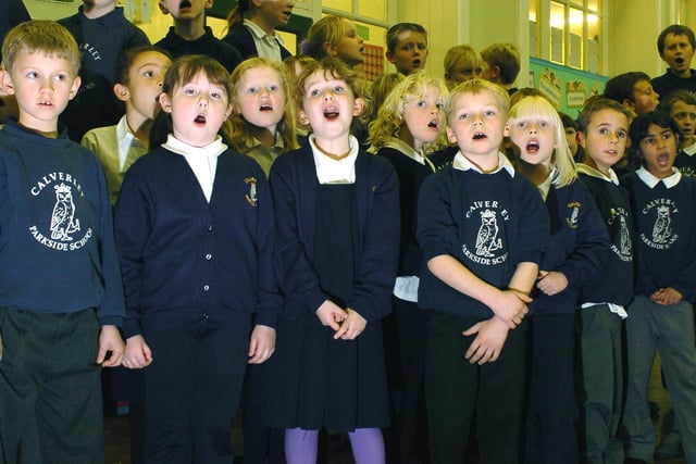 Pupils from Calverley Parkside Primary School take part in The Big Sing. They were   singing the Bill Withers song Lean On Me.