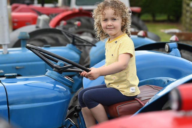 Chloe Hughes (aged 3) sat on a Fordson Dexta tractor from 1958