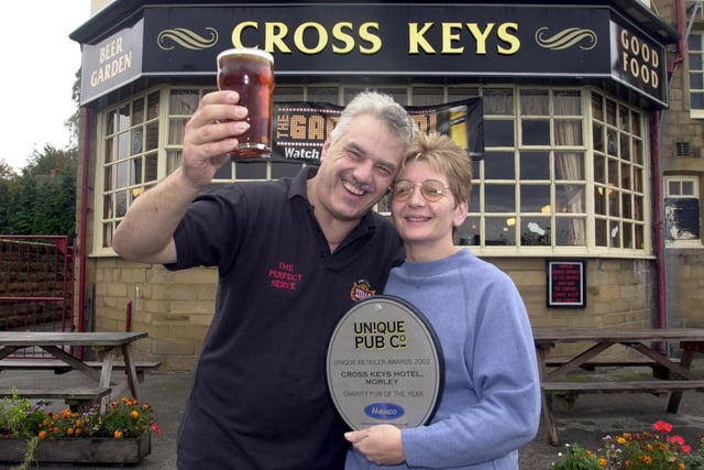 Publicans Andy Tatum and Trisha Sperin from theCross Keys Hotel in Morley was  named Pub of the Year in October 2002
