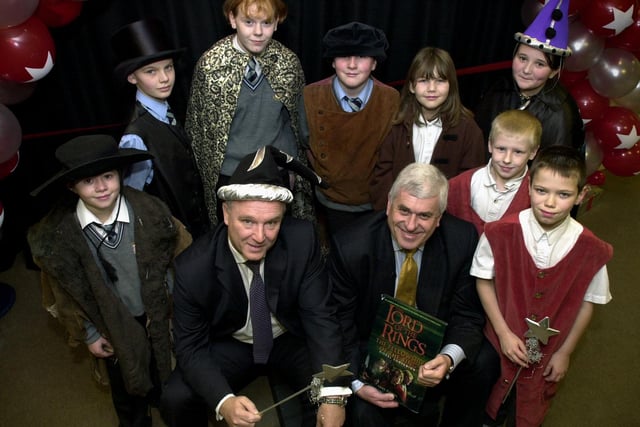 Peter Ridsdale and White Rose Centre manager Peter Cook join pupils from Morley High School and Seven Hills Primary School at the opening of a new study support centre in November 2002. Pictured, from left, are Scott Yules, Daniel Wilber, Lauren Morley, Jessica Fletcher, Lyndsy Hinks, Sam Warrington, Gemma Johnson and Liam Guy.