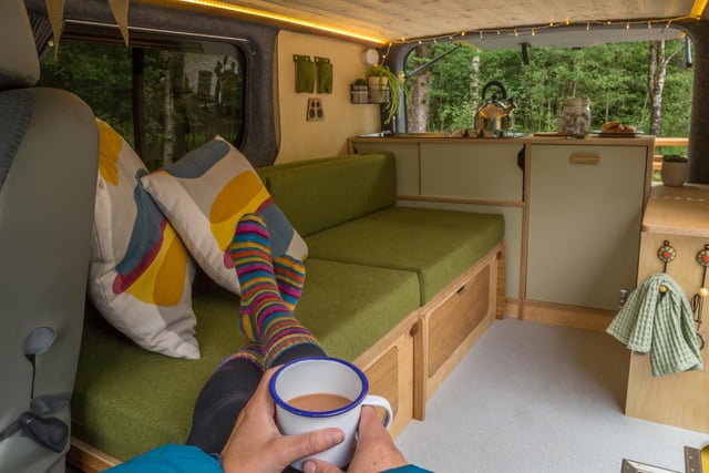 This smaller camper van features the couple's bespoke furniture. Having tested and worked out how to refine some of the built-in furniture they had designed and made for their conversion, they decided to start their own business.
The couple are now based in Horton in Ribblesdale, where they run Contour Campers, designing, making and fitting bespoke campervan furniture. Prices start from £3,000 to £4,000.
They also rent out two camper vans, including their original one that is out on hire until January next year.
The furniture is designed and made bespoke for each individual van. It can be flat-packed and delivered to clients to fit themselves or customers can leave their campervan with Tom and Caitlin for a week and they will fit it for them.