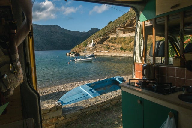 Caitline and Tom achieved their ambition f traveling to Europe in their converted campervan. “We had a year living in our van and we learned all there is to know about the importance of a well designed interior with easily accessible storage,” says Caitlin, who recalls another happy memory: “We came up with the idea and the name for the business on a beach in Greece.”