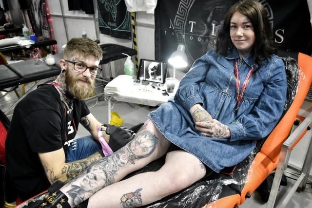 Blackpool tattooist Daniel Taylor and Chelsea Swindles