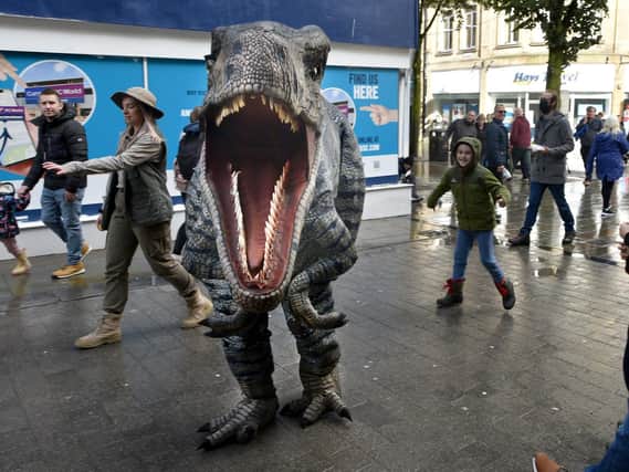 Raptors on the rampage during the Dino Day in Lancaster City Centre. Photo: David Hurst