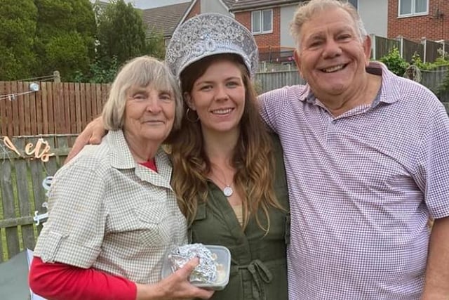 "Celebrating my 30th birthday with my wonderful grandparents, they have 14 grandkids 12 greats & are so precious to us all."