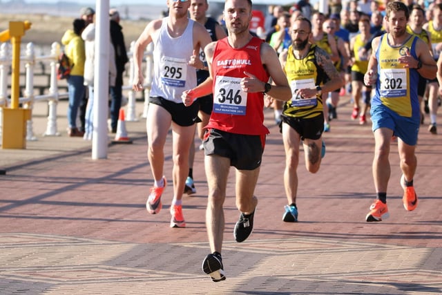 The winner of the Bridlington Half Marathon Jonathan Frost, number 346, of East Hull Harriers

Photo by TCF Photography