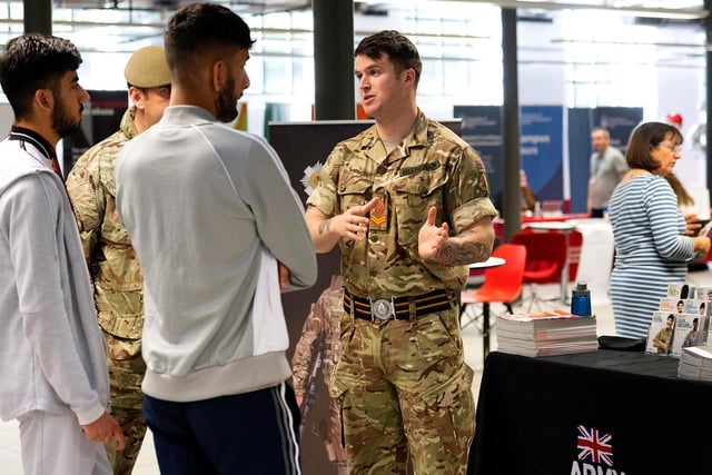 Students talking to Army careers advisors