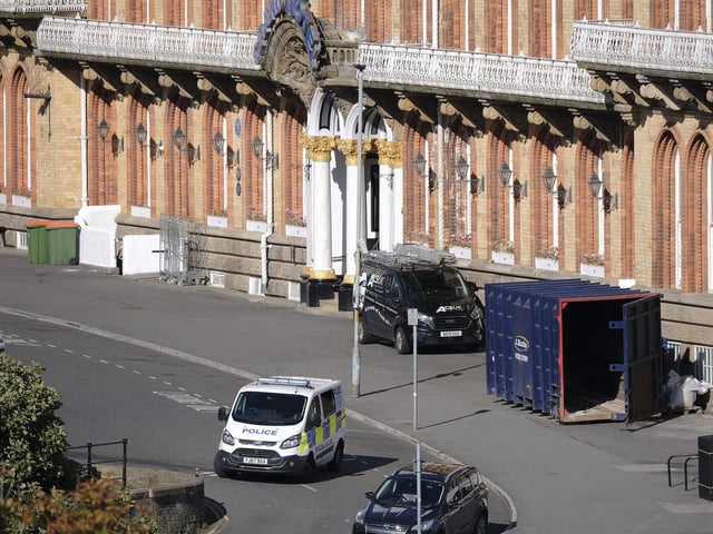 The entrance to the Grand Hotel