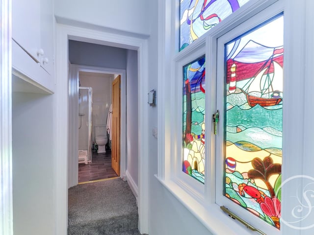 Another one of the beautiful stained glass windows on the first floor.