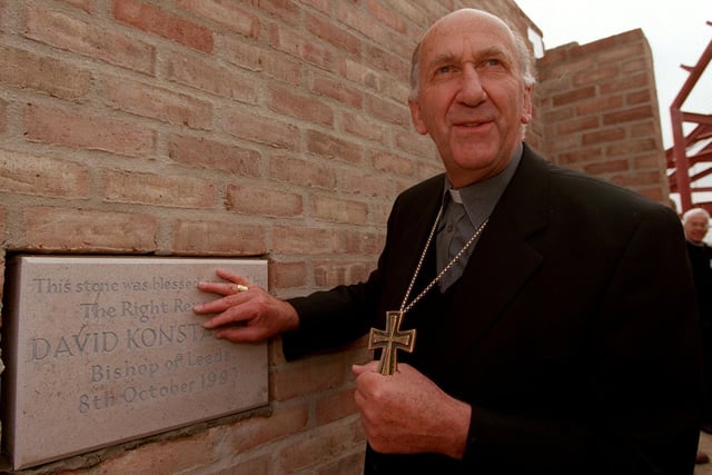 The Bishop of Leeds the Right Rev. David Konstant is pictured blessing the foundation stone the new St. Benerdict's Church in Garforth.