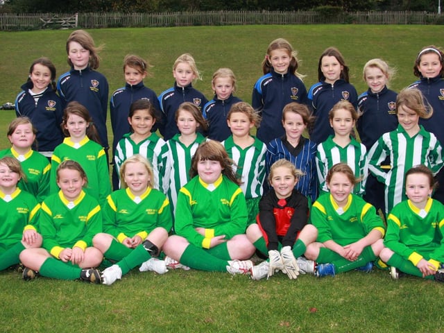 Players get ready for a girls' football tournament at Airy Hill.