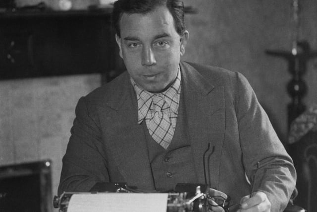 English playwright and novelist, J. B. Priestley at his typewriter during a visit to Bradford in October 1933.