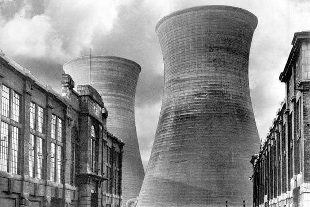 The cooling towers at Kirkstall Power Station pictured in March 1948.