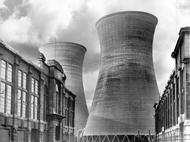 The cooling towers at Kirkstall Power Station pictured in March 1948.