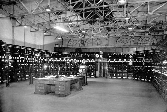 Inside the control room at Kirkstall Power Station in March 1948.