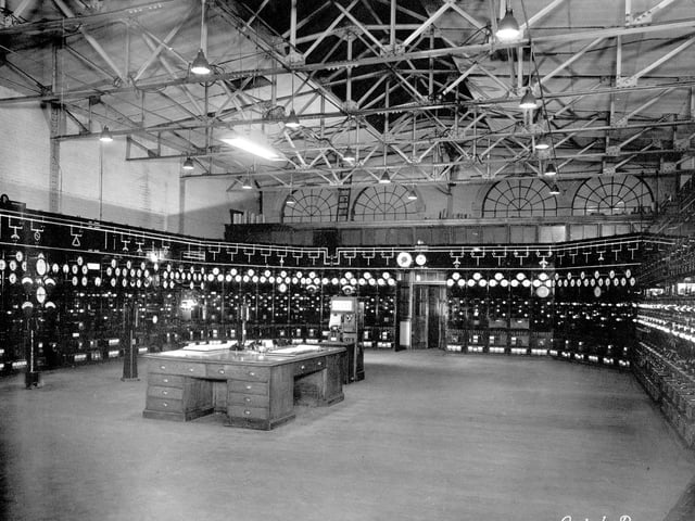 Inside the control room at Kirkstall Power Station in March 1948.
