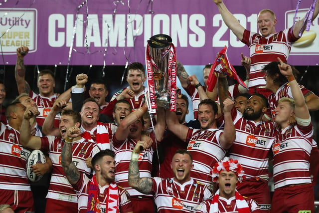 2016 - Celebrations at the First Utility Super League Final between Warrington Wolves and Wigan Warriors at Old Trafford on October 8, 2016 in Manchester, England.