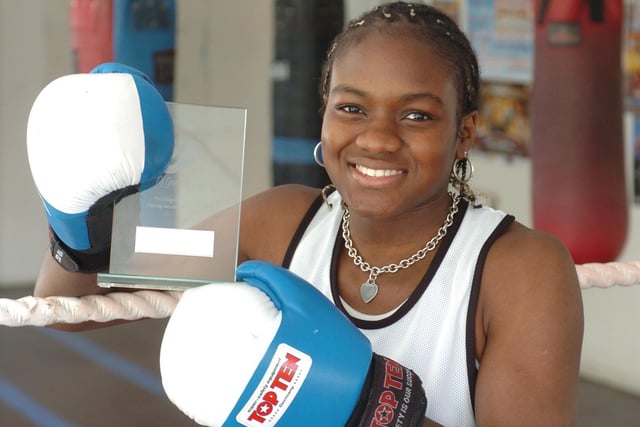 Boxer Nicola Adams is pictured with her third ABA trophy in June 2006.