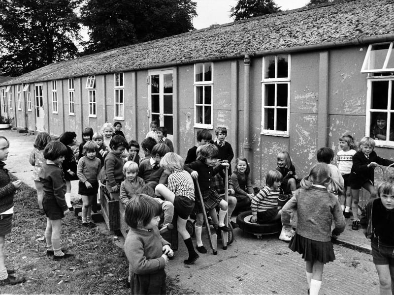 Pupils at Deepdale Infants' School, Boston Spa, in October 1974. They were facing another shivering winter in the 30-year-old 'temporary built' school.
