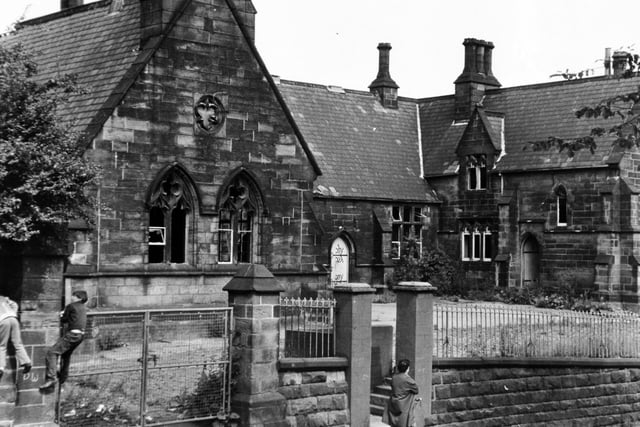 Derelict St. Peter's School on Hough Lane in Bramley pictured in July 1972.