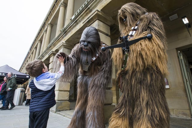 George Beaumont, four, meets the wookiees.