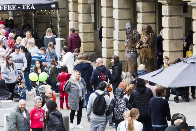 Crowds enjoying The Sentinel Squad Star Wars characters visit to The Piece Hall