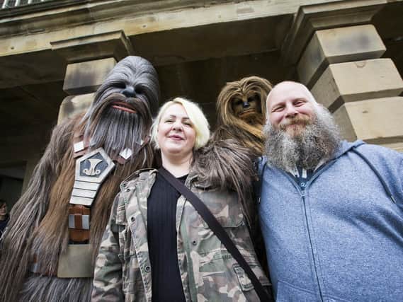 Tracy Batch and Scott Gornall with the wookiees.