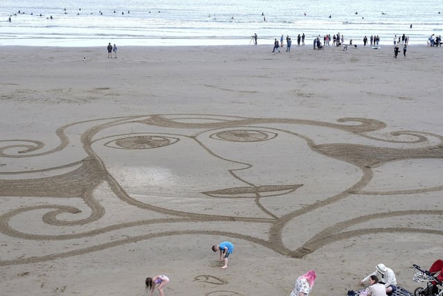 Sand art on the beach.