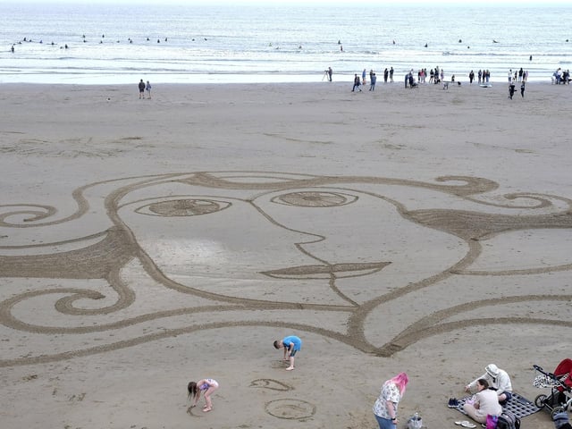 Sand art on the beach.