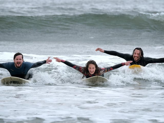 Enjoying the waves.