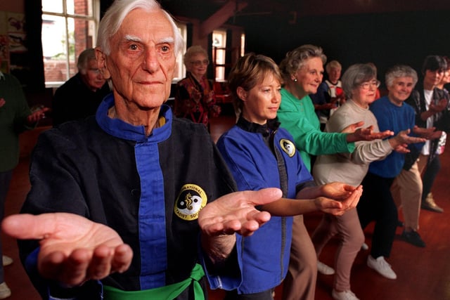 Douglas Henderson leads a Tai Chi session at Garforth Community Centre in March 1997.