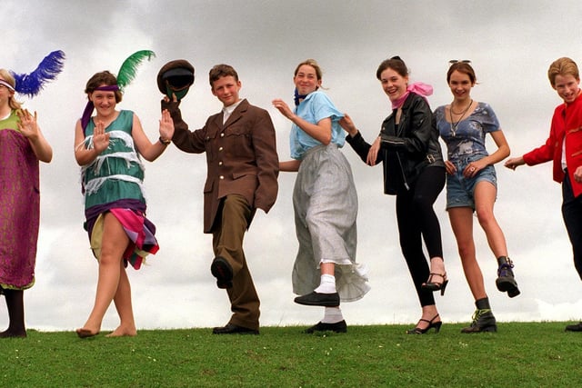 Some of the students at Garforth Community College who took part in 'Dance Through the Decades' at the school in July 1997. Pictured, from left, is Sophie Crabb, Jennifer Baxter, Richard Thompson, Louise Dowson, Elizabeth Griot, Kelly Ellis and Mark Anderson.