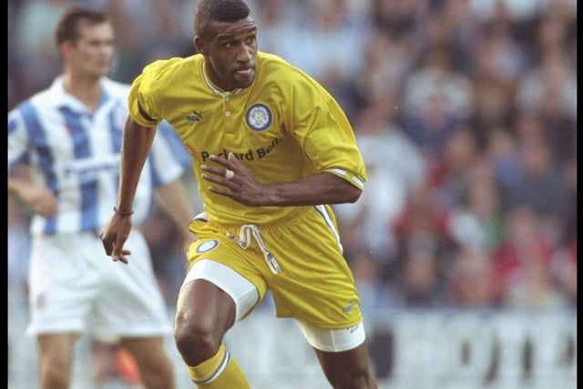 Brian Deane in action during a pre-season friendly against Huddersfield Town in August 1996.