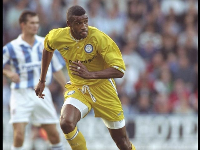 Brian Deane in action during a pre-season friendly against Huddersfield Town in August 1996.